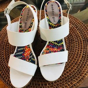 Madden Girl White Cork Heel Sandals